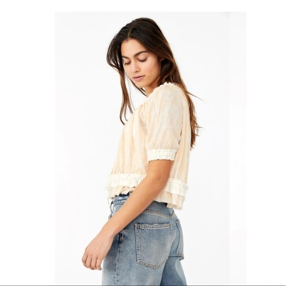 FREE PEOPLE PERFECT DAY NEUTRAL COMBO BOHO TOP